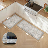 GENIMO Kitchen Mats for Floor 2PCs, Washable Anti Fatigue Mat for Cushioned, 17.3"x47"+17.3"x30", Waterproof Kitchen Rugs, Non Slip Comfort Standing Mat Rug for Home, Sink, Laundry, LightTaupeBrown GENIMO
