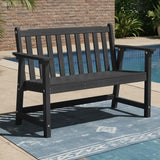 Ciokea 44" Outdoor Bench, HDPE Weatherproof Garden Bench, 2-Person Porch Benches with 550 Lbs, Waterproof Patio Benches for Outside Balcony Deck Backyard, Black Ciokea