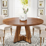 Tribesigns Round Dining Table for 4, 47 Inch Farmhouse Kitchen Table Small Dinner Table Wood Kitchen Dinning Table for Dining Room Kitchen,Living Room (Chairs Not Included) Tribesigns