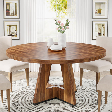 Tribesigns Round Dining Table for 4, 47 Inch Farmhouse Kitchen Table Small Dinner Table Wood Kitchen Dinning Table for Dining Room Kitchen,Living Room (Chairs Not Included) Tribesigns