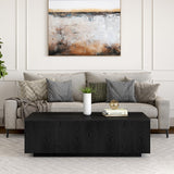 Henn&Hart 48" Wide Rectangular Coffee Table in Black Grain Henn&Hart