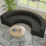 LEVNARY Modular Sectional Sofa, Convertible Sectional Couch Set, Large-Grain Velvet Modular Sectionals, Curved 4 Seater Cloud Sofa with Chaise for Living Room (Black) LEVNARY