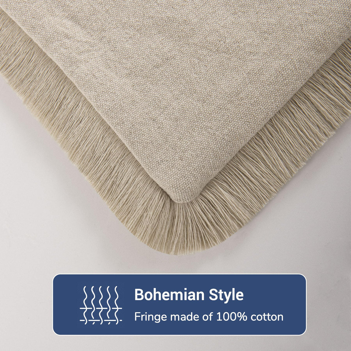 NEXHOME PRO Boho Throw Pillow Covers for Couch Set of 2 20"x20", Handmade Decorative Linen Pillow Covers Shams for Sofa, Living Room, Farmhouse Fringed Cushion Covers,Linen (NO Insert) NEXHOME PRO