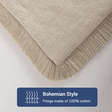 NEXHOME PRO Boho Throw Pillow Covers for Couch Set of 2 20"x20", Handmade Decorative Linen Pillow Covers Shams for Sofa, Living Room, Farmhouse Fringed Cushion Covers,Linen (NO Insert) NEXHOME PRO