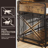 Fulhope Dog Crate Furniture,Wooden Dog Crate End Table,48 Inch Dog Kennel with Drawers,Heavy Duty Dog Crate,Decorative Pet Crate Dog Cage for Indoor Use (Rustic Brown) Fulhope