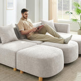 VANOMi 109.84" Modular Sectional Sofa with 3 Pillows, Convertible 5-Seater Comfy Boucle Cloud Couch with Ottoman, Modern Sectional Sofas for Living Room, Office, Apartment (Camel) VANOMi