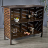 Christopher Knight Home Leni Indoor Acacia Bar Set with Rustic Metal Finish Accents, Dark Brown / Rustic Metal Christopher Knight Home
