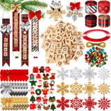 Gerrii 676 Pcs Christmas Ornament Kits DIY Christmas Crafts for Adults Letter Tiles Bell Bow Ribbon Snowflake Tree Decor for Kids Gifts Room Holiday Xmas Decorations Supplies Gerrii