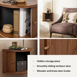 WERMO 16'' Floating Nightstand with Storage and Sliding Door - Floating Side Table for Living Room, Bedroom and Office. Mid Century Modern Nightstand Wood, Bedside Shelf Wall Mount (Walnut) WERMO