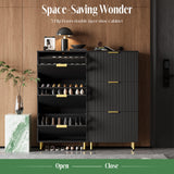 INNOD 51" Shoe Cabinet with 3 Flip Drawers, Shoe Storage Cabinet for Entryway, Freestanding Shoe Organizer with Adjustable Shelf, Narrow Hidden Shoe Rack for Front Door Entrance Hallway INNOD