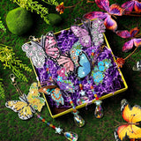Tradder 6 Pcs Spring Butterfly Diamond Painting Wind Chimes Diamond Painting Suncatcher Art Kit Double Sided Butterfly Ornaments 5d Rhinestone for Spring Home Garden Tradder