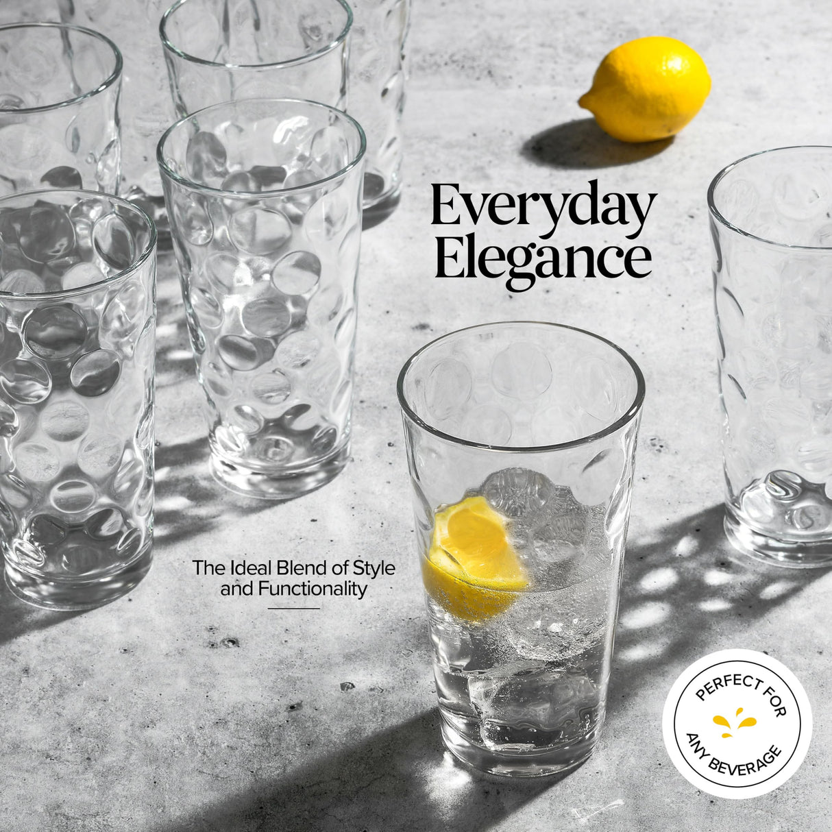 Highball Drinking Glasses Set of 10 Glass Cups by Home Essentials, 17 Oz. Glassware, for Water, Juice, Cocktails, Iced Tea Home Essentials & Beyond