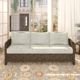 Aluminum Patio Sofa Outdoor Couch with Upgraded Cushions, All-Weather Outdoor 3 Seats Sofa Couch for Pool Garden Porch Backyard, Grey SUNVIVI OUTDOOR