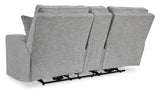 Signature Design by Ashley Biscoe Casual UV Resistant Power Reclining Loveseat with Console, Adjustable Headrest and USB Ports, Light Gray Signature Design by Ashley