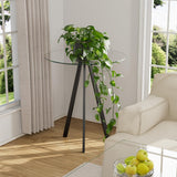 SIZOTA Round Bar Table, 37.4" High Pub Table, 31" Small Cocktail Table with Metal Base & Glass Top, for Small Spaces, Bistro Pub, Cafe(Black) SIZOTA