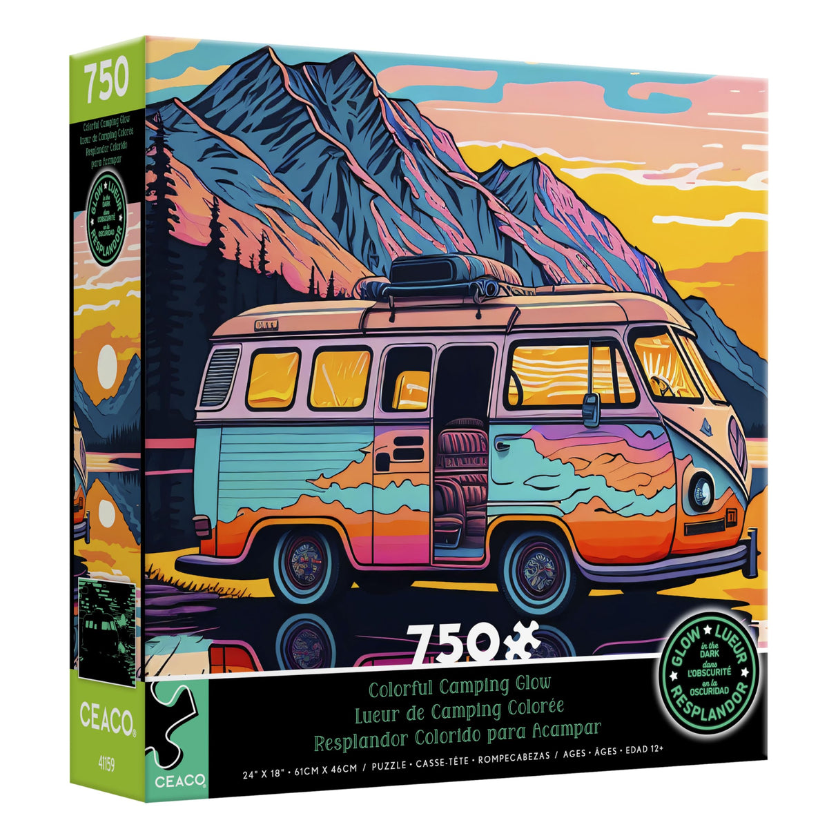 Ceaco - Glow in The Dark - Colorful Camping Glow - 750 Piece Jigsaw Puzzle Ceaco