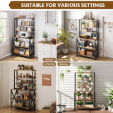 Yaheetech 6-Tier Kitchen Bakers Rack, 31.5 Inch Coffee Bar Table, Farmhouse Microwave Oven Stand Cabinet for Small Spaces, Corner Organizer Storage Shelf for Spices and Pots Rustic Brown Yaheetech