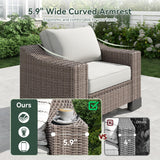 ZIENLIFE Patio Furniture Set, 8 Piece All-Weather PE Wicker Sectional Sofa with 5.9" Wide Armrest, Waterproof Cushions & Ottomans with Modular Outdoor Couch for Backyard, Deck, Garden ZIENLIFE