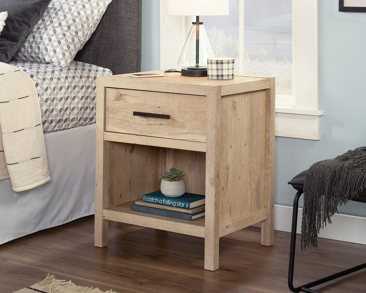 Sauder Pacific View 1-Drawer Night Stand, L: 21.5" x W: 17.48" x H: 25.83", Prime Oak finish Sauder
