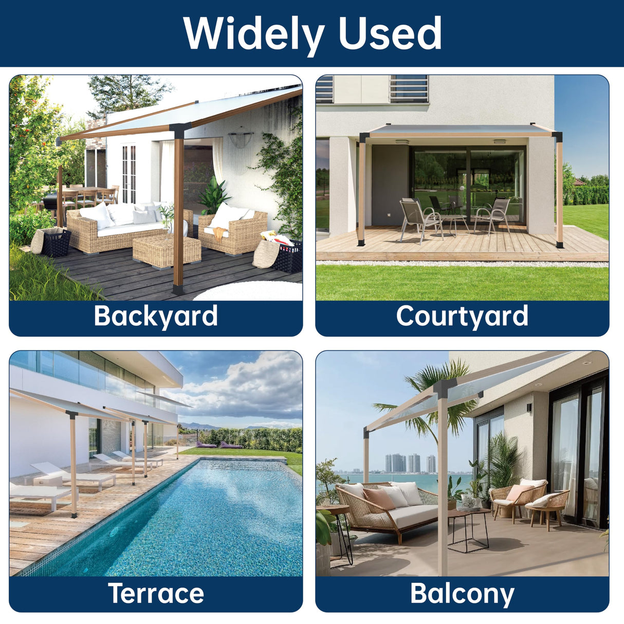 Pergola Bracket Kit 4x4, Including 2 Wall Bases, 2 105 ° 3-Way and 2 Bases, Wall Mounted 15° Pitched Roof Mounting Kit for Shading Facilities Attached to Walls or Eaves MEWSDEN