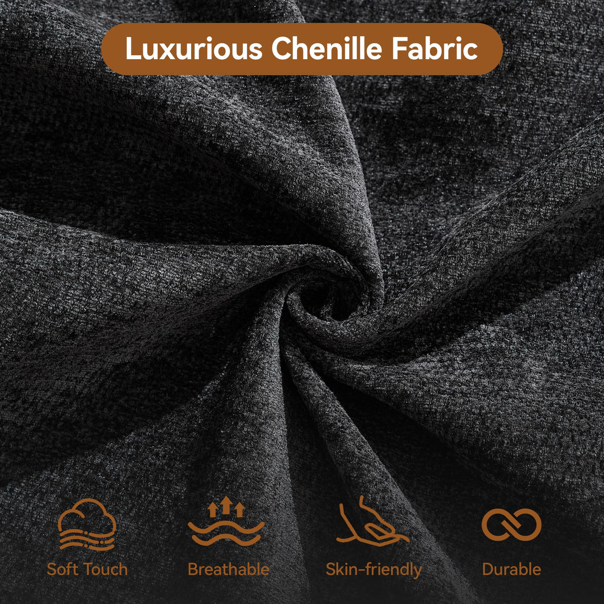 140''Modular Sectional Couches for Living Room, Cloud Boneless Compressed Sectional Sofa, Oversized L Shaped 5 Seater Upholstered Memory Foam Sofa, No Assembly, Chenille Black WUTUTUEE