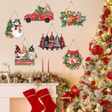 6 Pcs Christmas Diamond Art Kits - Diamond Art Christmas Ornaments, 5D DIY Christmas Diamond Painting Hanging kit Acrylic Snowman Gnome Wreath Truck Diamond Art for Wall Window Family Xmas Tree Decor JOPHMO