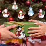 24 Pieces Christmas Snowman Wooden Ornaments Wood Hanging Decoration Set for Christmas Tree Hanging Wood Crafts Holiday Decor Xmas Party Supplies JOPHMO