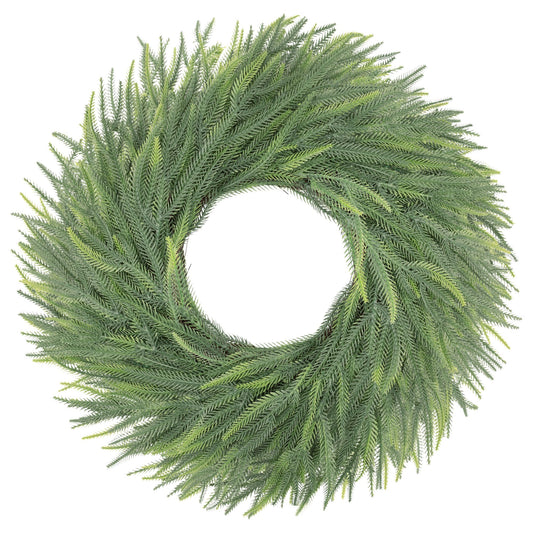 26 Inch Christmas Wreath for Front Door Real Touch Norfolk Pine Christmas Wreath Xmas Green Wreath Decoration Winter Wreath for Home Wall Fireplace Window Indoor Outdoor