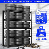 Metal Storage Shelving Heavy Duty, Shelves Unit for Garage, Adjustable 5 Tier Storage Rack, Industrial Utility Shelf for Garage, Warehouse, Basement, Kitchen,15.7" D x 31.5" W x 63" H, Black BIZOEIRON