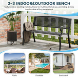 VOXBIN Outdoor Bench, 50 inches Metal Garden Bench, Cast Iron Steel Frame Patio Chairs w/Twist Circle Pattern Backrest for Park, Yard, Porch, Lawn, Balcony, Backyard, Black VOXBIN