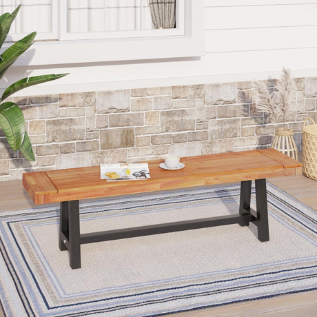Sophia & William Outdoor Bench Garden Bench Wood 63", Patio Dining Bench Weatherproof, Wooden Park Front Porch Benches for Outside, Backless Acacia Wood Bench Long Narrow Clearance, 2 Pack, Teak Sophia & William