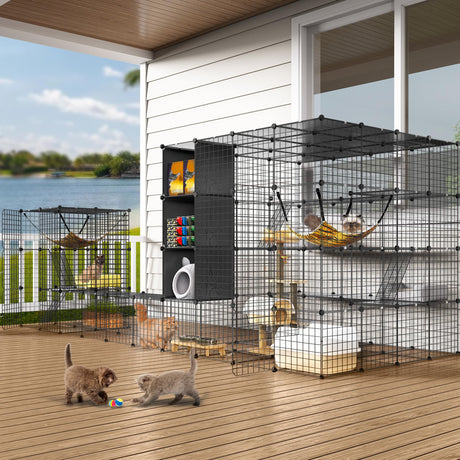 YITAHOME Outdoor Cat Enclosures Catio Large Cat Cage Cat House with Roof Hammock Platforms DIY Pet Kennels Playpen for 1-6 Cats Rv Garden YITAHOME