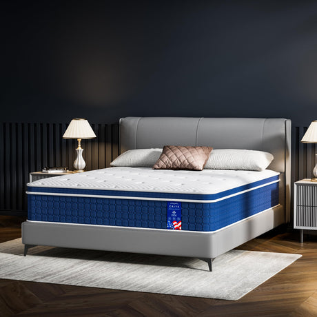 Ckiye 12 inch Queen Size Mattress 80''*60''*12'' Hybrid Medium Firm Memory Foam in a Box with Pocket Springs CertiPUR US Extra Edge Support Anti Sag Design Pressure Relief Queen Mattress Ckiye