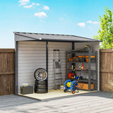 Outsunny 4.6' x 9' Steel Outdoor Storage Shed, Lean to Shed, Metal Tool House with Foundation Kit, Lockable Doors, Gloves and 2 Air Vents for Backyard, Patio, Lawn, Gray Outsunny