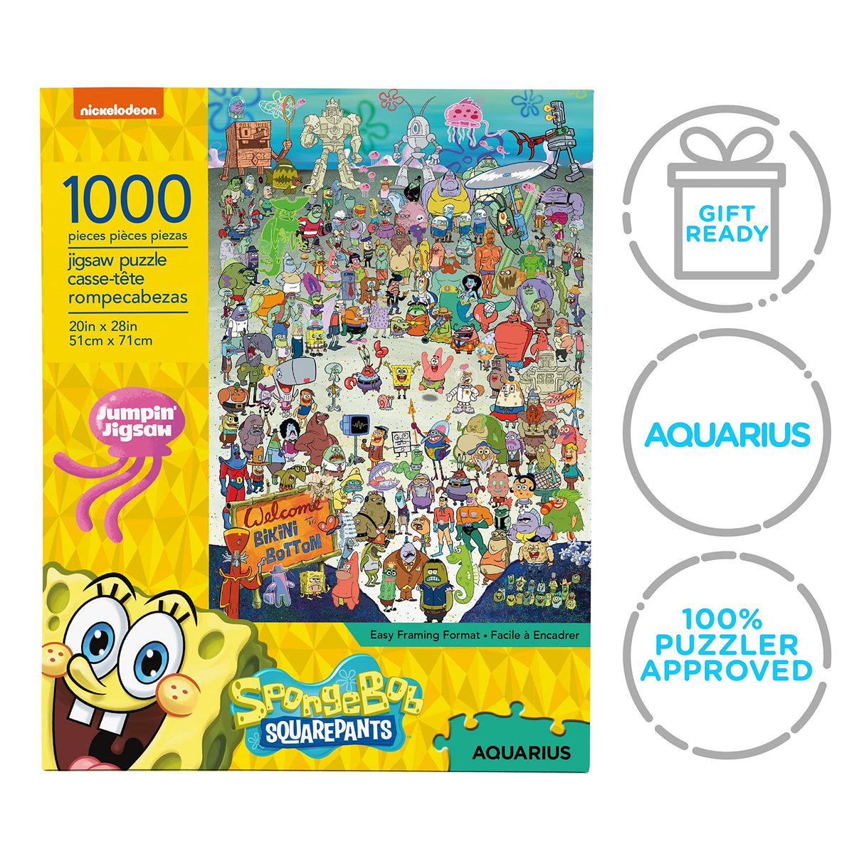 AQUARIUS SpongeBob SquarePants Puzzle (1000 Piece Jigsaw Puzzle) - Officially Licensed SpongeBob Merchandise & Collectibles - Glare Free - Precision Fit - 20 x 28 Inches AQUARIUS