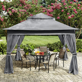 MASTERCANOPY Patio Gazebo Outdoor Pop Up Gazebo with Mesh Walls (13x13 Dark Gray) MASTERCANOPY