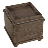 Cortesi Home Scusset Storage Chest Tray Ottoman in Fabric and Wood, Grey, 15.75"W x 15.75"L x 15.5"H Cortesi Home