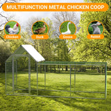 Large Metal Chicken Coop, Chicken Run with Cover, Walk-in Poultry Cage for Yard Outdoor Duck Rabbit Cage Hipicute