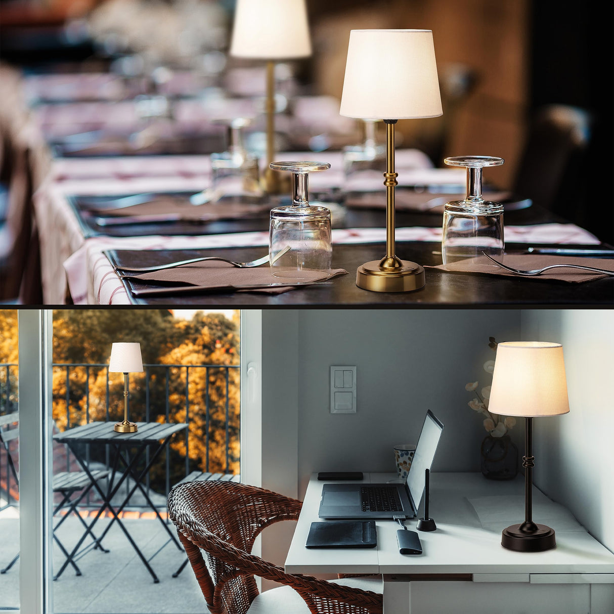 O’Bright Seraph - Cordless LED Table Lamp with Dimmer, Built-in Rechargeable Battery, 3-Level Brightness, Patio Table Lamp, Bedside Night Lamp, Ambient Light for Restaurant, Black O'Bright
