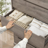 HOSTACK 43.3" Tall Modern 5 Drawer Dresser for Bedroom, Large Chest of Drawers with Storage, Wood Clothes Storage Organizer with Cut-Out Handle, Accent Storage Cabinet for Living Room, Ash Gray HOSTACK
