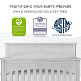 Evolur Santa Fe 5-in-1 Convertible Crib in Antique Mist, Greenguard Gold Certified, Features 3 Mattress Heights, Wooden Nursery and Bedroom Furniture, Baby Crib Evolur