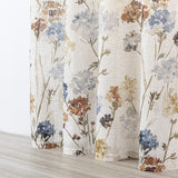 MYSKY HOME Floral Linen Curtains 84 inch Length 2 Panels Set Fall Patterned Semi Sheer Light Filtering Privacy Farmhouse Grommet Drapes for Living/Dining Room, Yellow, W52 x L84, Pack-2 MYSKY HOME
