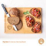 MasterChef Bamboo Cutting Board for Meat, Butcher Block Countertop, Large Chopping Board Wood 18" x 12", Natural, Organic & Food Safe Surface, Reversible Wooden Cutting Board with Juice Groove MasterChef