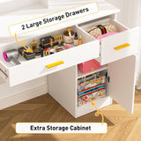 INTERGREAT Makeup Vanity Desk with Lights and Full-Length Mirror, White Vanity Table Set with 3 Lighting Modes, Dressing Table with Drawers, Large Vanity Desk for Women and Girls' Bedroom INTERGREAT