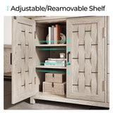 LINSY HOME Farmhouse Sideboard Buffet Cabinets, 43" W Coffee Bar Storage Cabinets with 3 Drawers and 2 Doors, Rustic Accent Cabinet for Dining Room, Kitchen, Home Bar and Living Room, Light Gray LINSY HOME