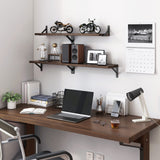 YGEOMER Floating Shelves for Wall, Different Sizes Dark Carbonized Brown Wall Shelves for Living Room, Bathroom, Bedroom, Kitchen, Home Decor (Set of 4) YGEOMER