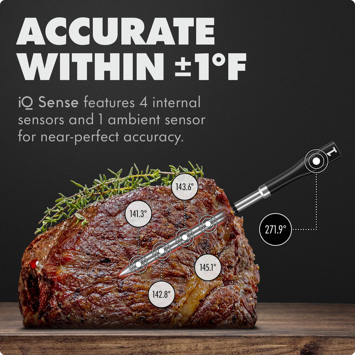 CHEF iQ Sense [2025 Model] | Smart Wireless Meat Thermometer | Ultra-Thin Probe | WiFi Unlimited Range | 1000°F Heat Safe | 5 Sensors | BBQ, Grill, Oven, Smoker, Air Fryer | Gen3 CHEF iQ