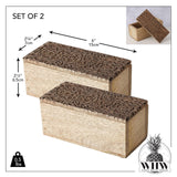 WHW Whole House Worlds Decorative Wood Boxes, Set of 2, CarvedLeaf and Vine Details, Removable Lids, Durable Brown Mango, 6 Inches WHW Whole House Worlds