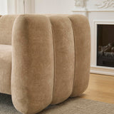 Christopher Knight Home Ahri 83'' Wood Frame Lounge Sofa Couch with Wave Design, Soft Seating 3-Seater Sofa with Armrests, Comfy Velvet Upholstered Home Sofa for Living Room and Office, Camel Christopher Knight Home