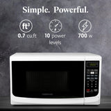 Farberware Countertop Microwave 700 Watts, Cu. Ft. - Microwave Oven With LED Lighting and Child Lock - Perfect for Apartments and Dorms - Easy Clean Grey Interior, Retro White Farberware